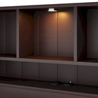 Storage Platform Bed with 2 Underbed Drawers, Wood Captains Bed with Bookcase Headboard Built-in Downlight Charging Station