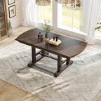 60-78 Extendable Dining Table, Farmhouse Wooden Kitchen Table with Removable Leaf, Large Expanding Table for 4-8
