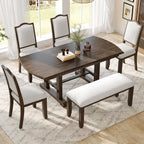 60-78 Extendable Dining Table, Farmhouse Wooden Kitchen Table with Removable Leaf, Large Expanding Table for 4-8