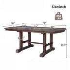 60-78 Extendable Dining Table, Farmhouse Wooden Kitchen Table with Removable Leaf, Large Expanding Table for 4-8