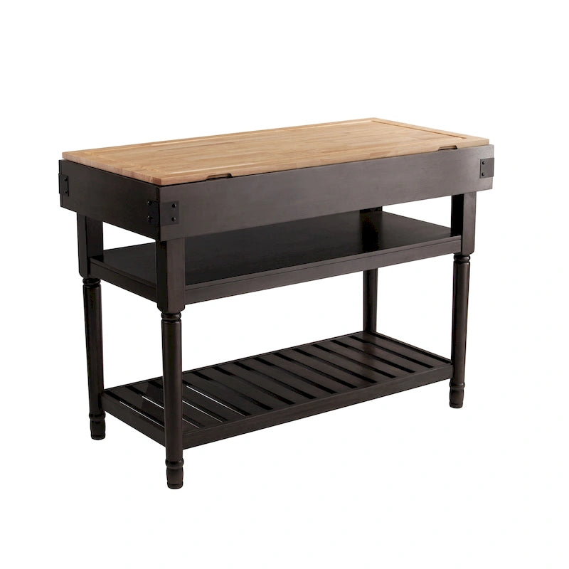 SEI Furniture Woodson Transitional Gray Storage Kitchen Island