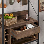 DH BASIC Industrial Reclaimed Oak 67-inch Metal 6-Wine Slots Baker's Rack by Denhour