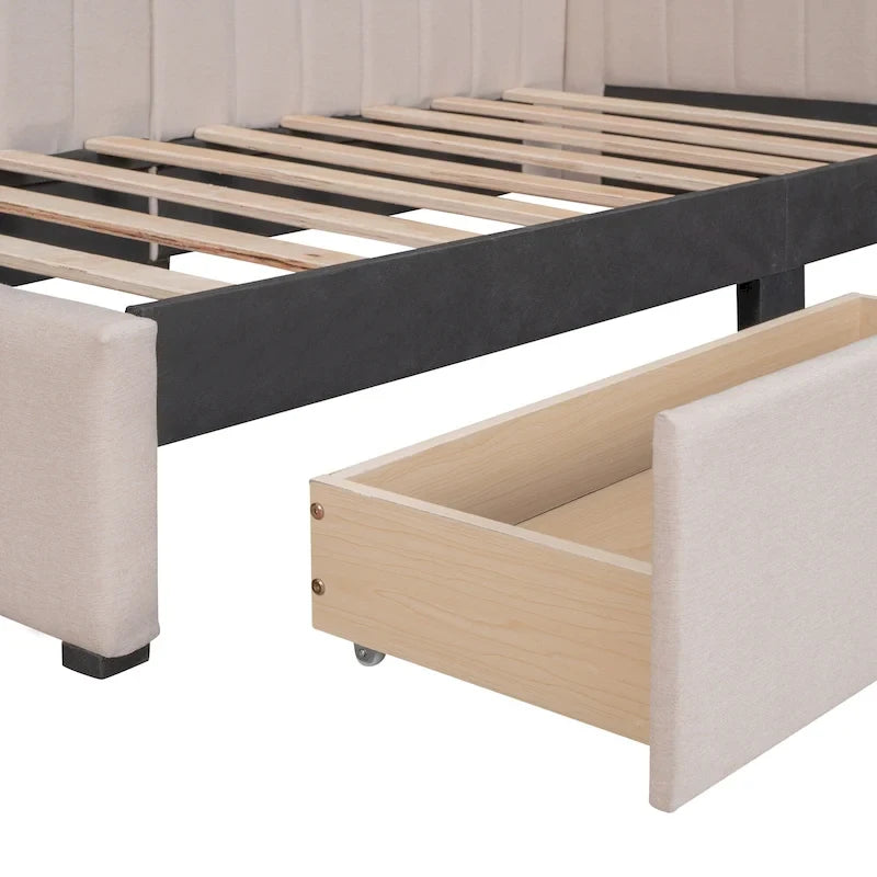 Upholstered Daybed with Two Storage Drawers
