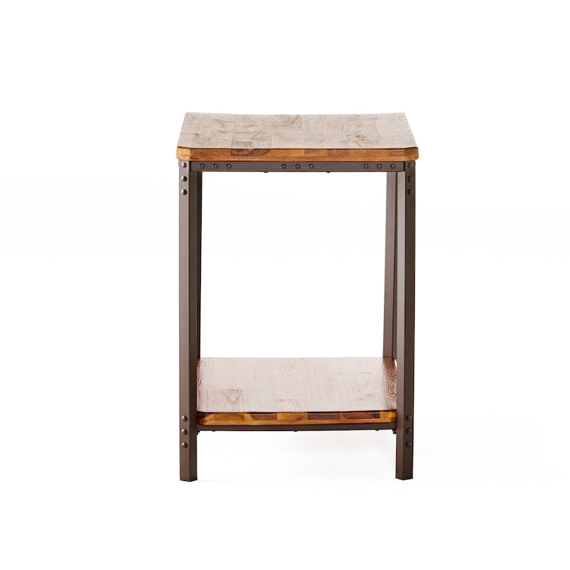 Ronan Wood Rustic Metal End Table by Christopher Knight Home