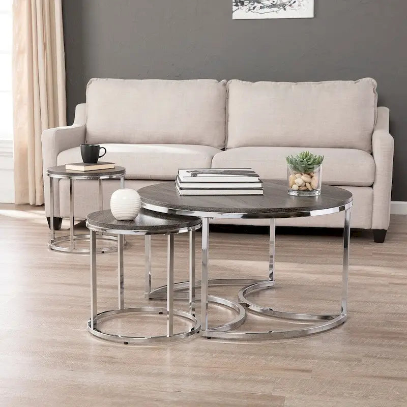 SEI Furniture Henderson Round 3-piece Nesting Coffee Table