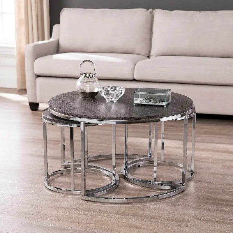 SEI Furniture Henderson Round 3-piece Nesting Coffee Table