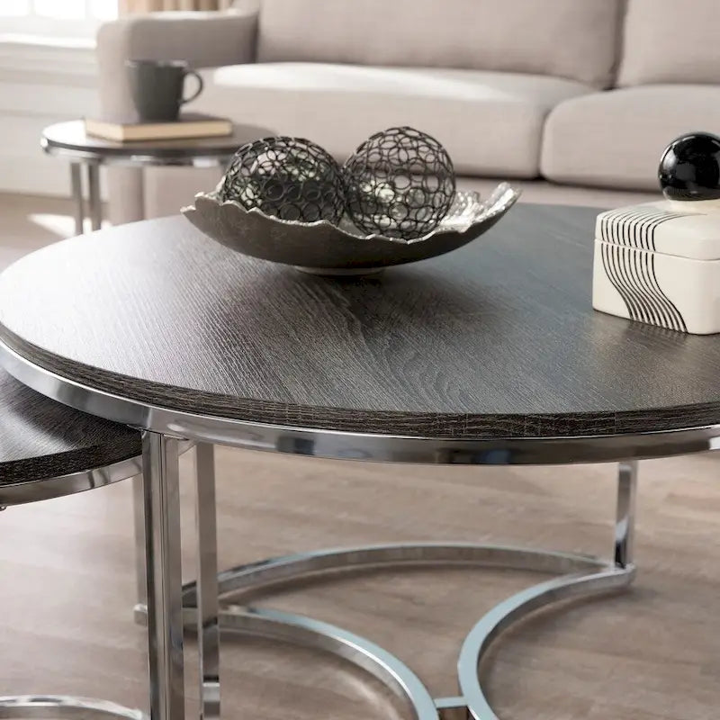 SEI Furniture Henderson Round 3-piece Nesting Coffee Table