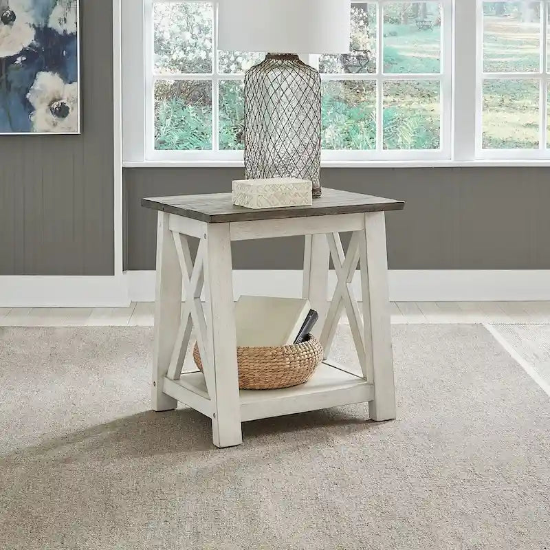 Laurel Bluff Antique White End Table