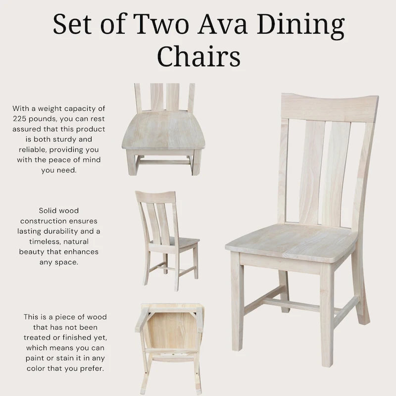 Ava Solid Wood Dining Chair - Set of Two
