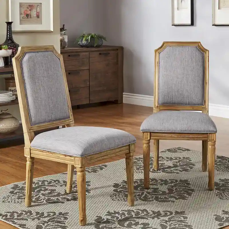 Deana Arched Linen and Wood Dining Chairs (Set of 2) by iNSPIRE Q Artisan