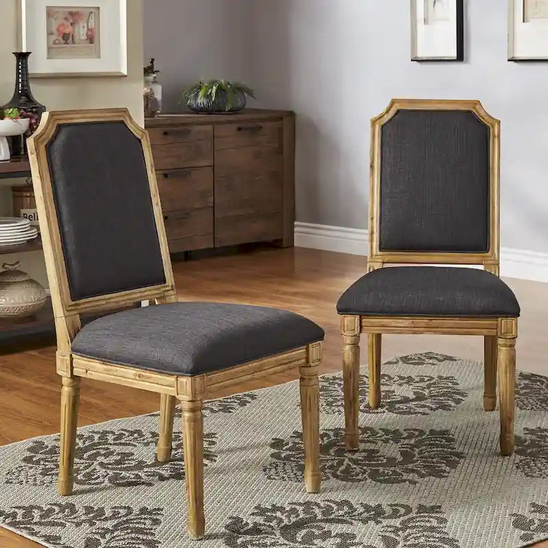 Deana Arched Linen and Wood Dining Chairs (Set of 2) by iNSPIRE Q Artisan