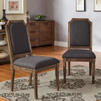 Deana Arched Linen and Wood Dining Chairs (Set of 2) by iNSPIRE Q Artisan
