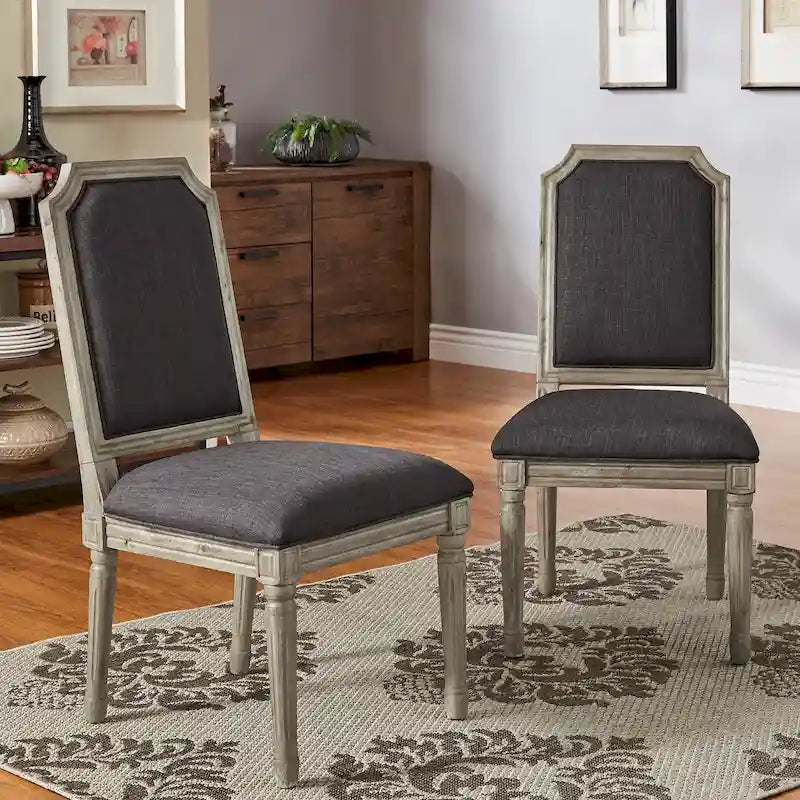 Deana Arched Linen and Wood Dining Chairs (Set of 2) by iNSPIRE Q Artisan