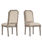 Deana Arched Linen and Wood Dining Chairs (Set of 2) by iNSPIRE Q Artisan
