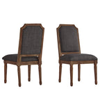 Deana Arched Linen and Wood Dining Chairs (Set of 2) by iNSPIRE Q Artisan