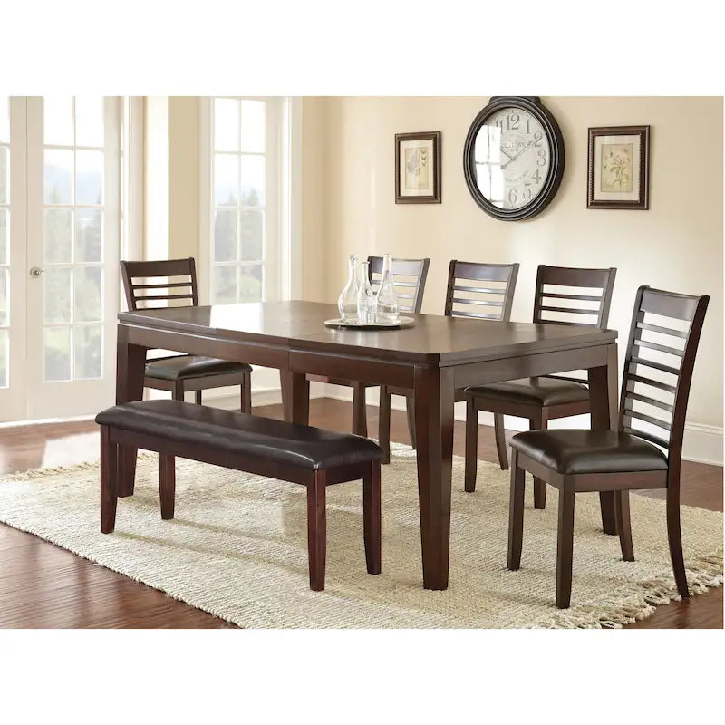 Steve Silver Alice Antique Espresso Wood and Faux Leather Dining Bench