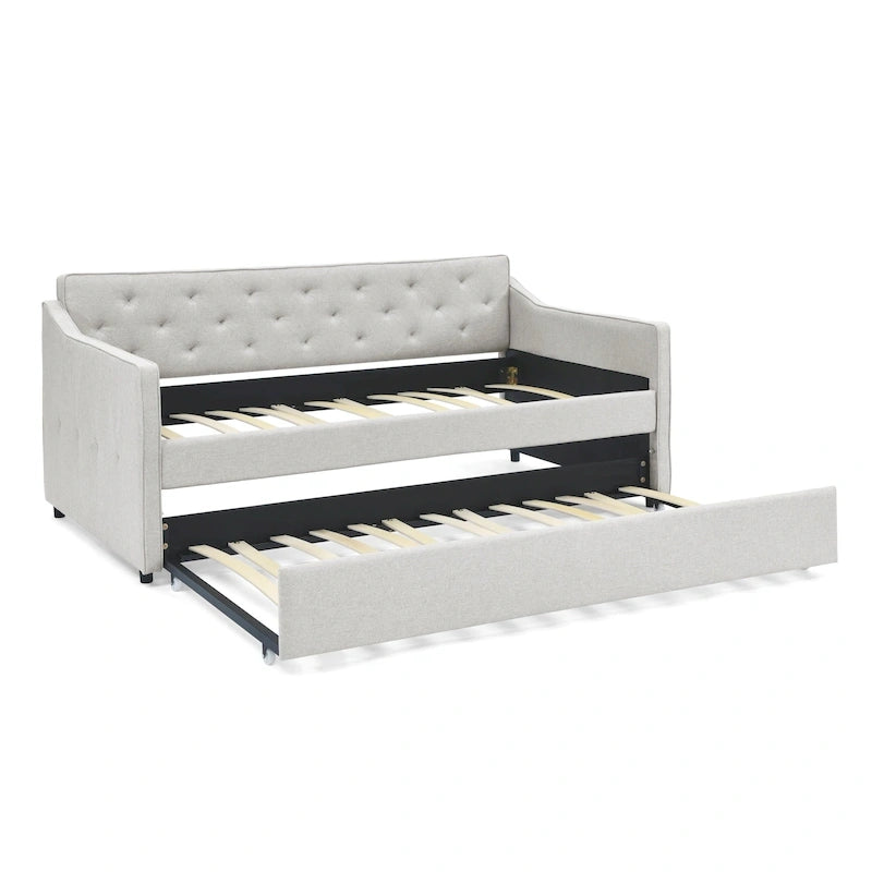 Twin Size Daybed with Twin Size Trundle Upholstered