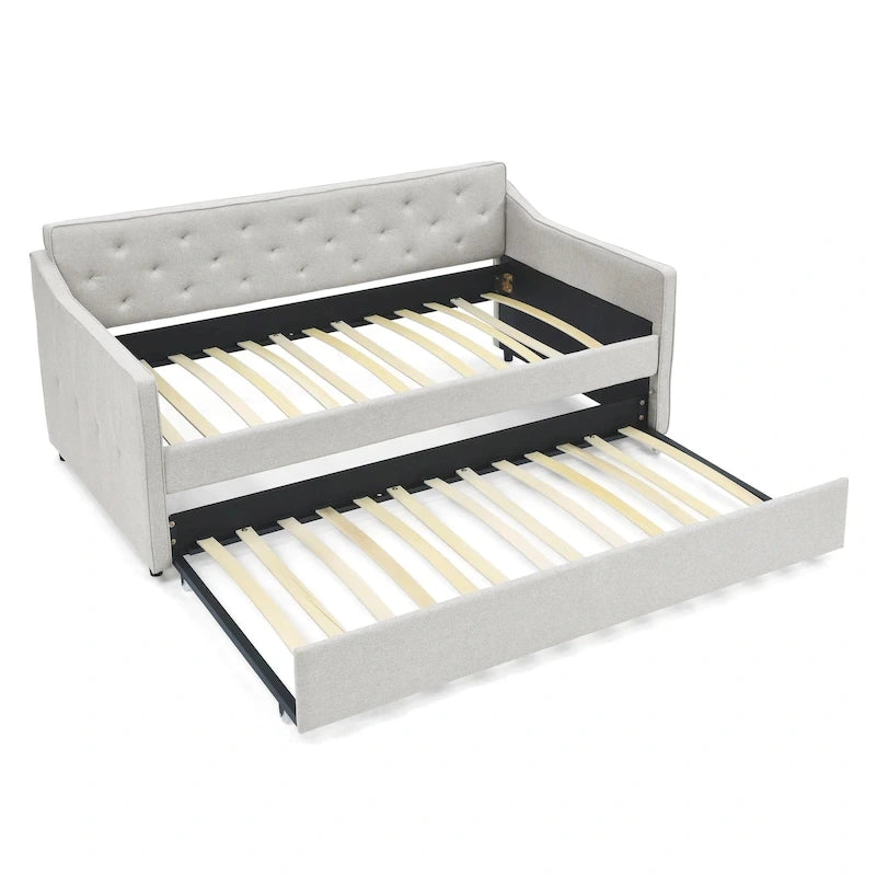 Twin Size Daybed with Twin Size Trundle Upholstered
