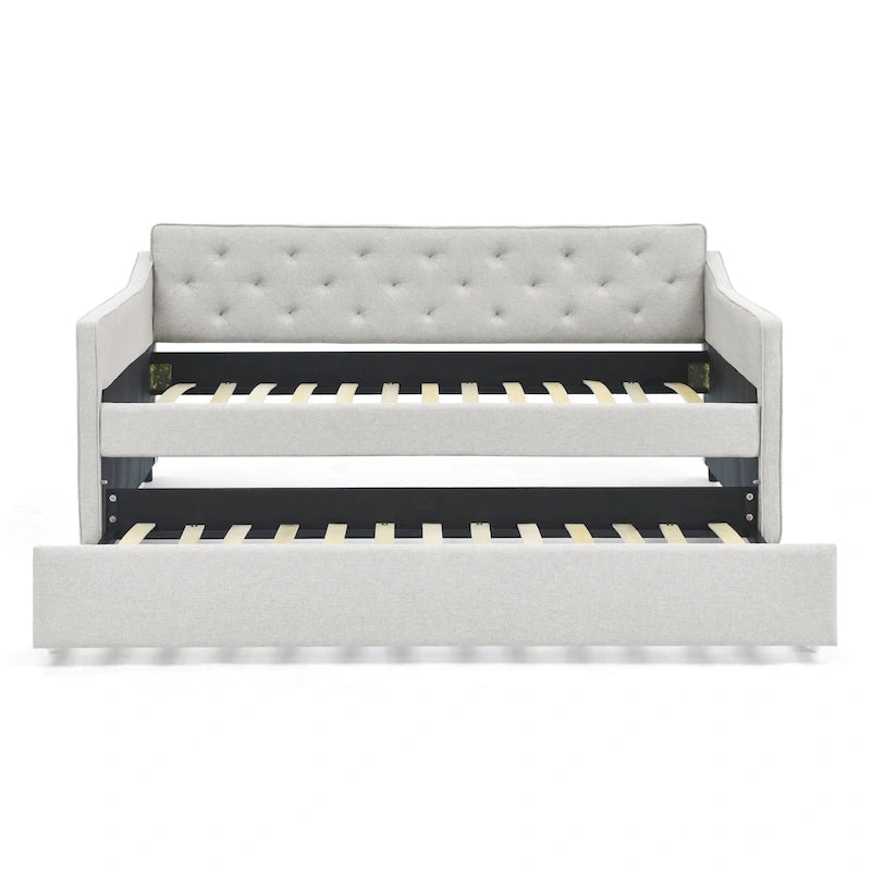 Twin Size Daybed with Twin Size Trundle Upholstered