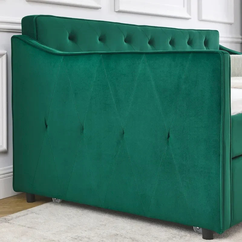 Twin Size Daybed with Twin Size Trundle Upholstered