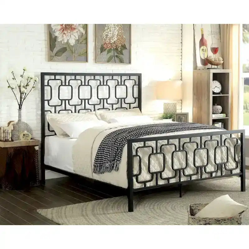 Furniture of America Buct Contemporary Metal Geometric Panel Bed