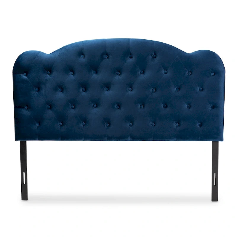 Clovis Modern and Contemporary Velvet Upholstered Headboard-Navy Blue