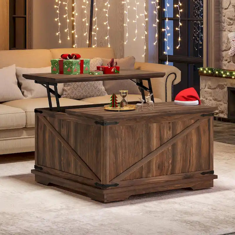 Moasis Farmhouse Lift Top Square Coffee Table with Storage