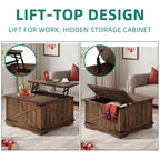 Moasis Farmhouse Lift Top Square Coffee Table with Storage