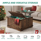 Moasis Farmhouse Lift Top Square Coffee Table with Storage