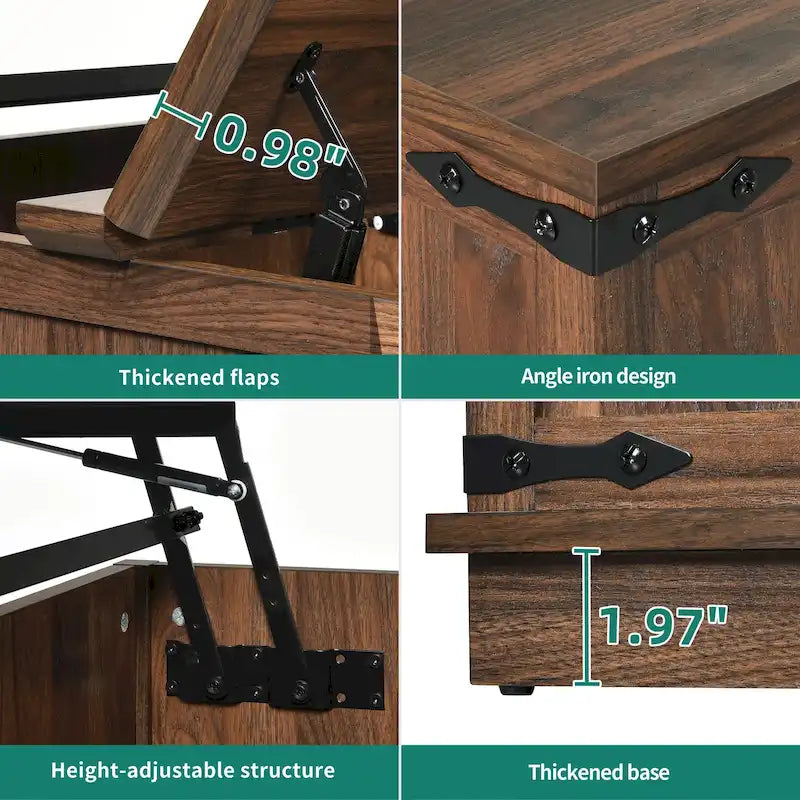 Moasis Farmhouse Lift Top Square Coffee Table with Storage