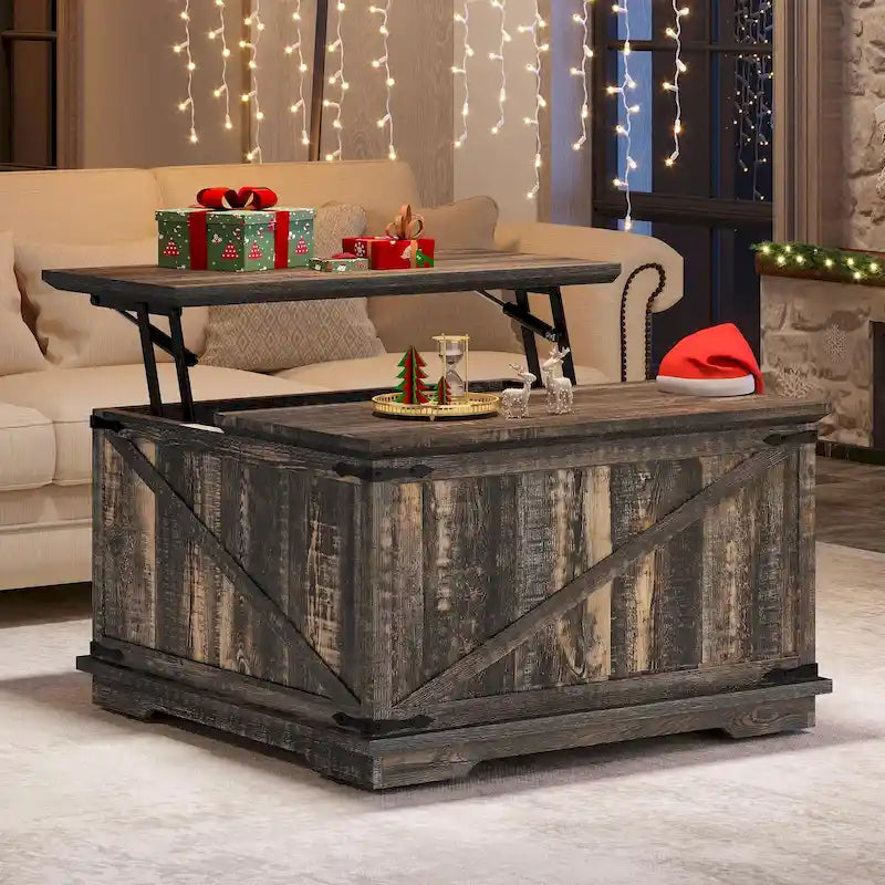 Moasis Farmhouse Lift Top Square Coffee Table with Storage