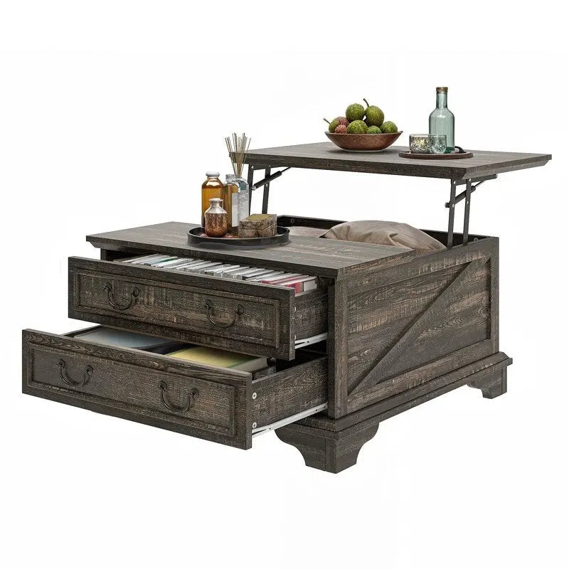 Moasis Farmhouse Lift Top Square Coffee Table with Storage