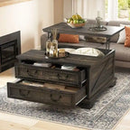 Moasis Farmhouse Lift Top Square Coffee Table with Storage