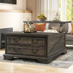 Moasis Farmhouse Lift Top Square Coffee Table with Storage