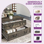 Moasis Farmhouse Lift Top Square Coffee Table with Storage