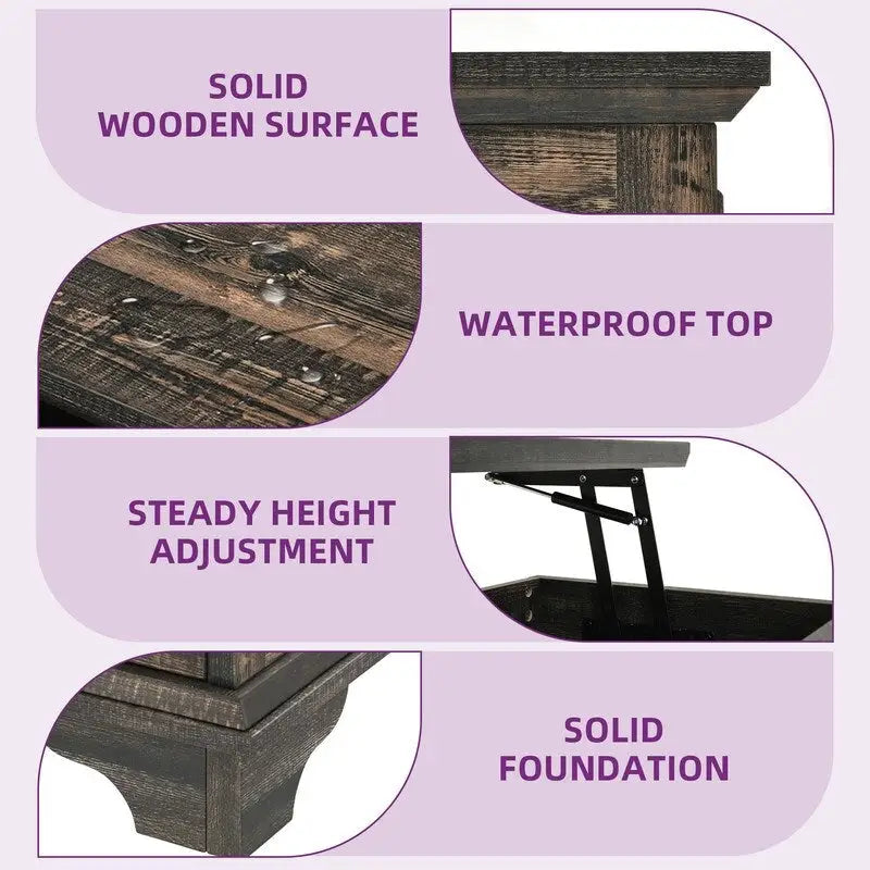 Moasis Farmhouse Lift Top Square Coffee Table with Storage