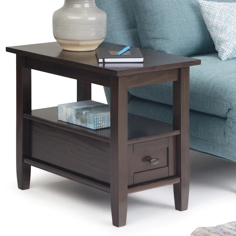 WYNDENHALL Norfolk SOLID WOOD 14 inch Wide Rectangle Transitional Narrow Side Table - 14 Inches wide