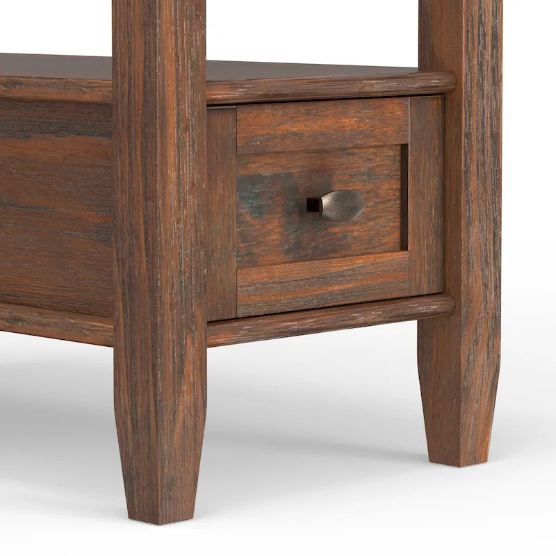 WYNDENHALL Norfolk SOLID WOOD 14 inch Wide Rectangle Transitional Narrow Side Table - 14 Inches wide