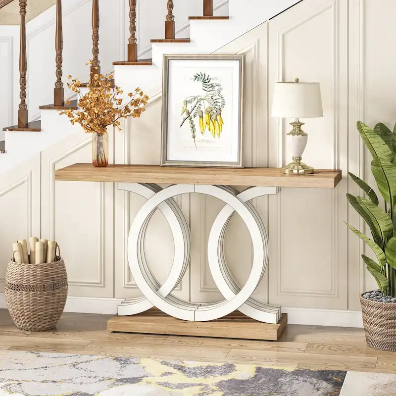 55 inches Console Table with Geometric Base