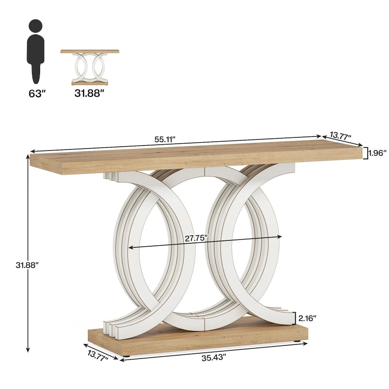 55 inches Console Table with Geometric Base