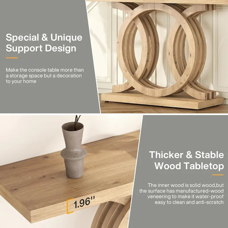 55 inches Console Table with Geometric Base