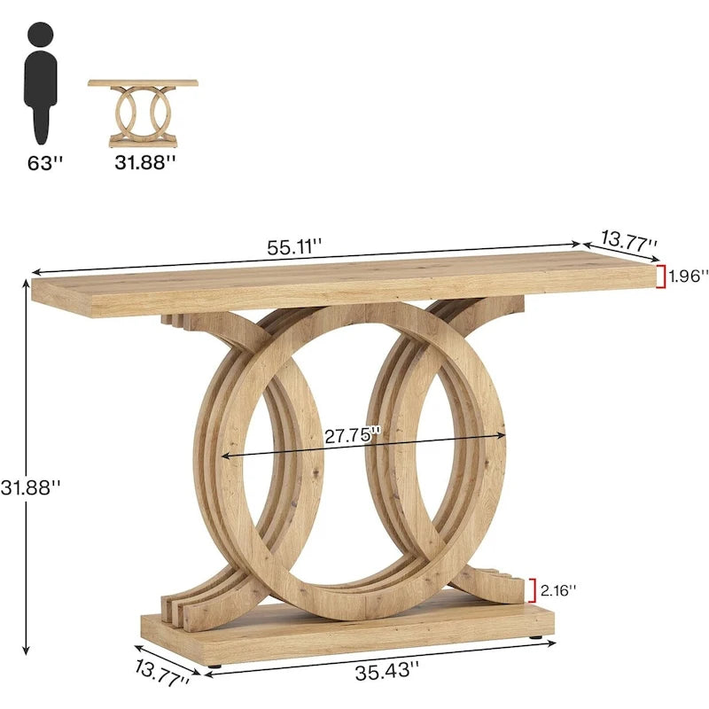 55 inches Console Table with Geometric Base