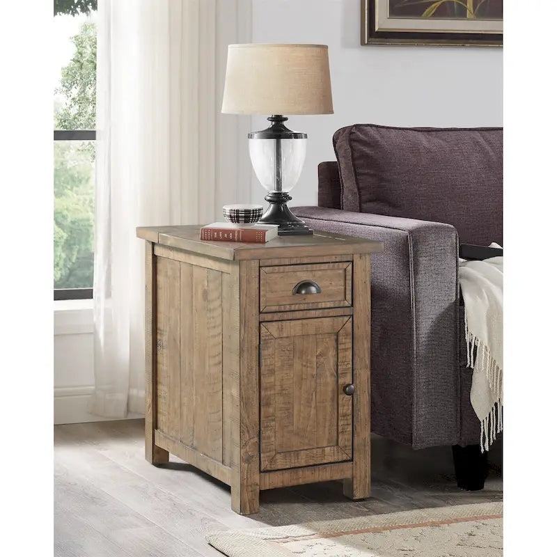 Monterey Solid Wood Chairside End Table with Hidden Power Outlets