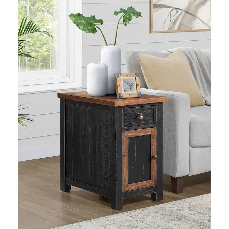 Monterey Solid Wood Chairside End Table with Hidden Power Outlets