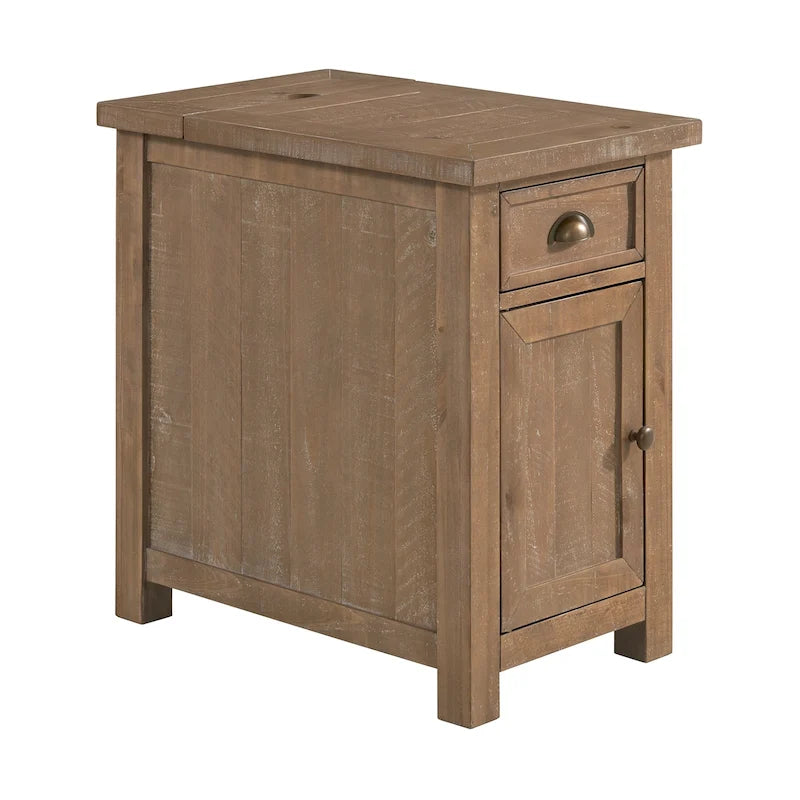 Monterey Solid Wood Chairside End Table with Hidden Power Outlets