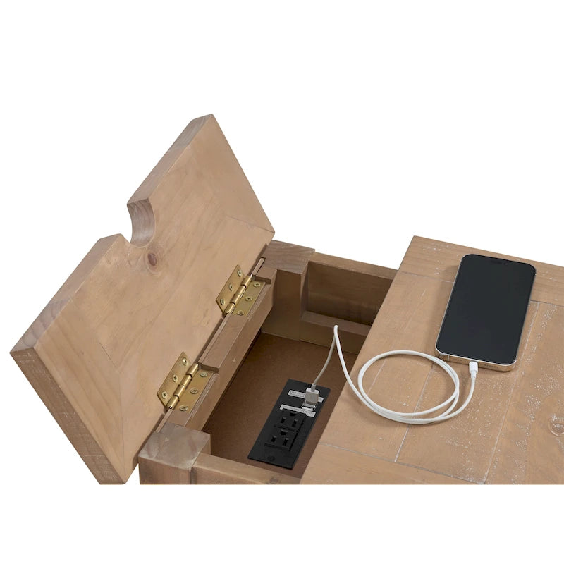 Monterey Solid Wood Chairside End Table with Hidden Power Outlets