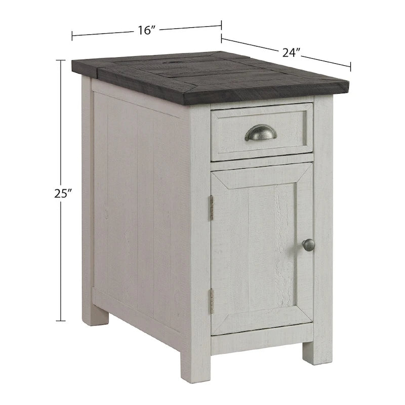 Monterey Solid Wood Chairside End Table with Hidden Power Outlets