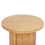 Round Wood End Table Fluted Pedestal Side Table