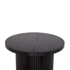 Round Wood End Table Fluted Pedestal Side Table