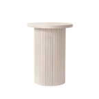 Round Wood End Table Fluted Pedestal Side Table